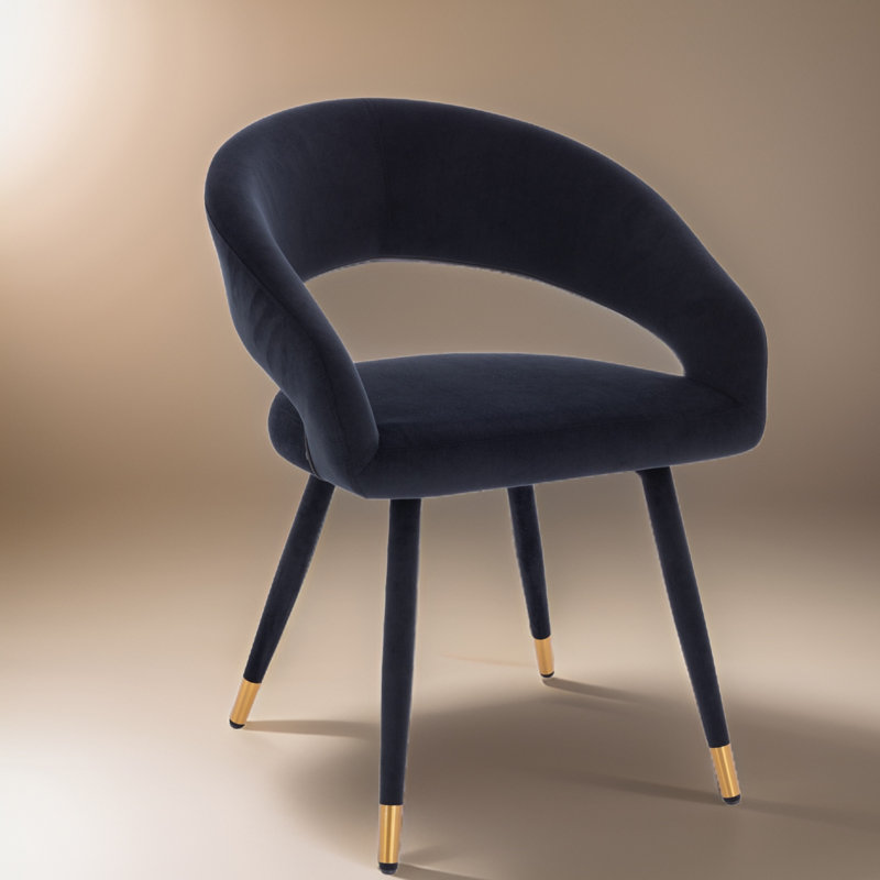 Chaise parsons rembourrée en velours Kyliam, Velours noir, Noir