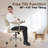 Leather Home Office Chair Comfortable Adaptive Backrest And Height Adjustable Swivel Desk Chair With Armrest Wheels Thickened Cushion Buttons Vanity Task Chairs, (Beige)