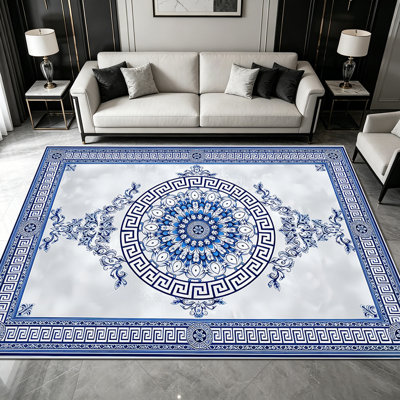 1PC Blue Cherry & Heart Print area rugs for Living Room, Soft and Comfortable, Suitable for all seasons, easy-to-maintain, machine washable Indoor floor mat, Under Table Farmhouse suitable for Dining Table, Bedroom, Kitchen, Entryway, Patio, Home