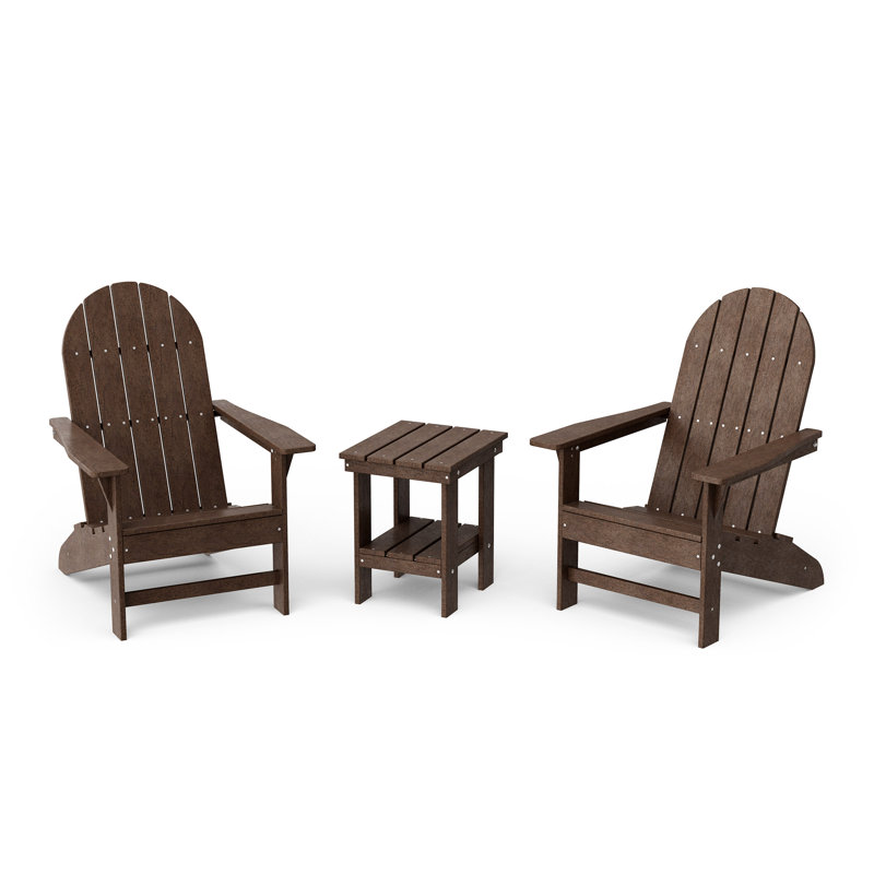 Freedom 3-Piece Traditional Adirondack Set With Side Table, Tudor Brown