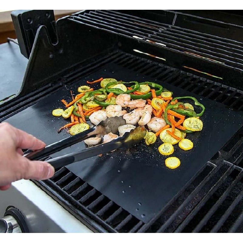 Non-Stick Black Reusable BBQ Grill Mat