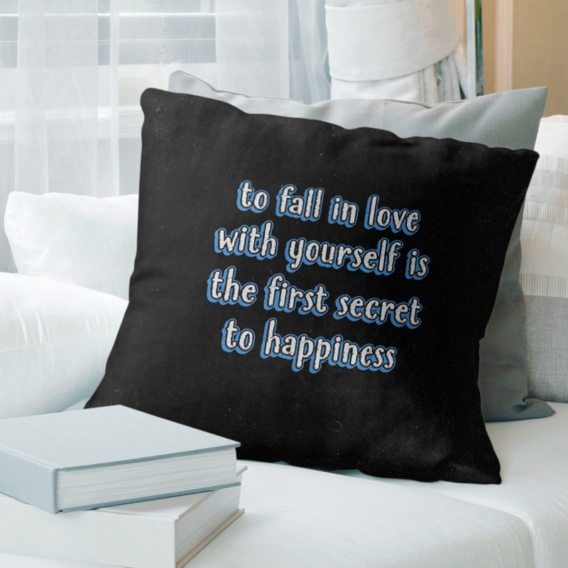 Oreiller amour vous, 18 po x 18 po, Noir / Bleu