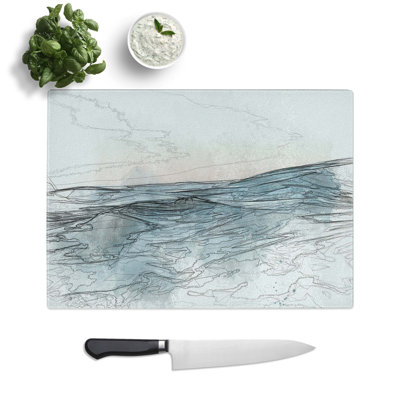 Tempered Glass Rising Ocean Chopping Board