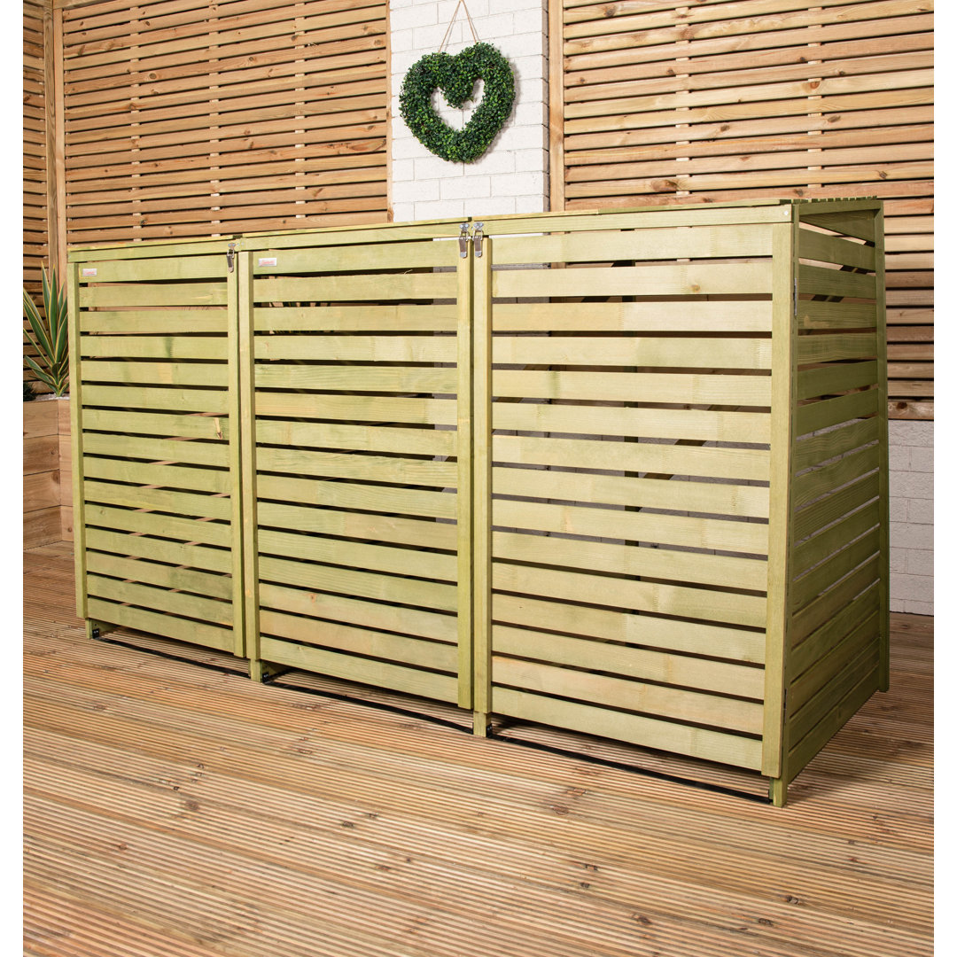 B&Q - 2.02M X 1.22M Large Wooden Outdoor Garden Triple Wheelie Bin Store Storage For 3 Bins - Image 3