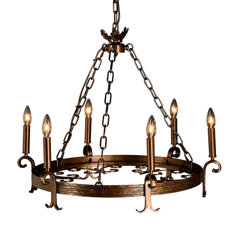Lustre en roue de chariot à 6 lumières Veranda