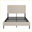Structure de lit plateforme pleine grandeur en métal robuste - sans bruit, sans sommier, beige avec station de charge pour la chambre à coucher
