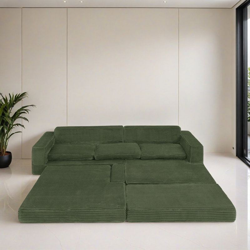 Canapé-lit modulaire 2 pièces pour salon, Polyester vert