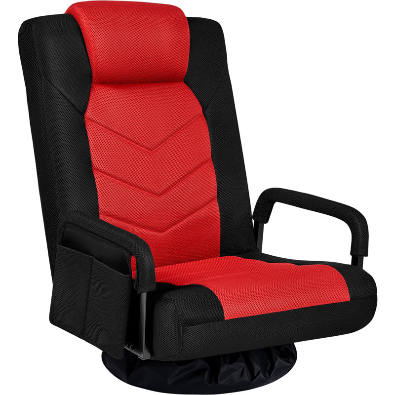 Fauteuil de jeu réglable au sol inclinable et pivotant, Noir / rouge