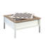 Table carrée blanche pour les jeux et le café, plateau d'échecs amovible, tablette inférieure cachée, détails en chêne, conception, installation rapide, carré de 39,45 pouces, café à finition haute de 18,93 po avec assemblage facile.