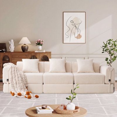 3-seater Boneless Convertible Folding Sofa Bed With Storage Pocket & Modular Design