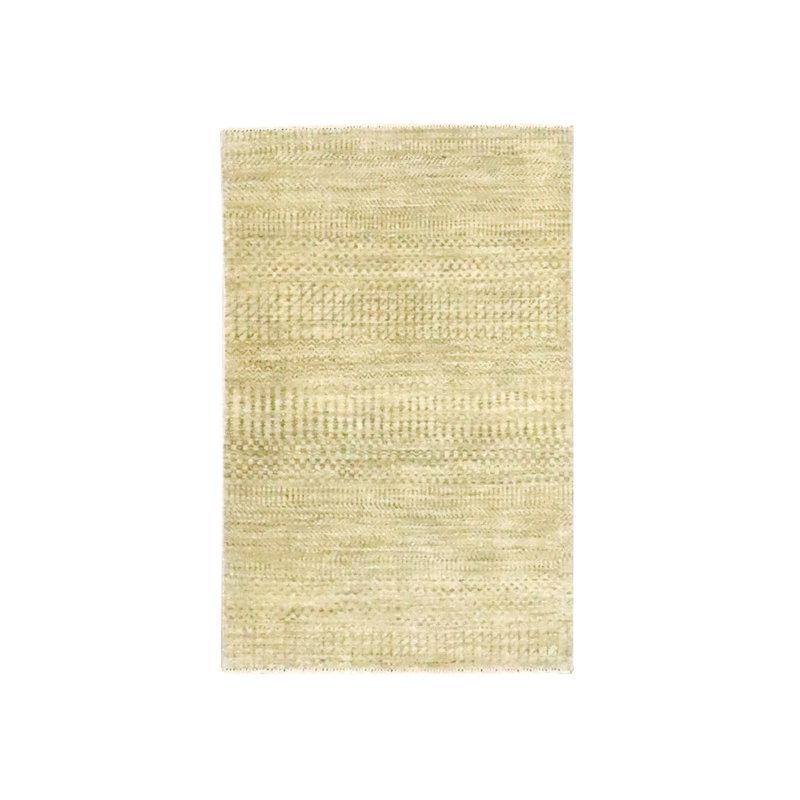2'x3' Beige, Tone on Tone, Modern Grass Design, Hand Knotted, Wool with touch of Silk, Lush and Plush, Sample, Mat, Oriental Rug
