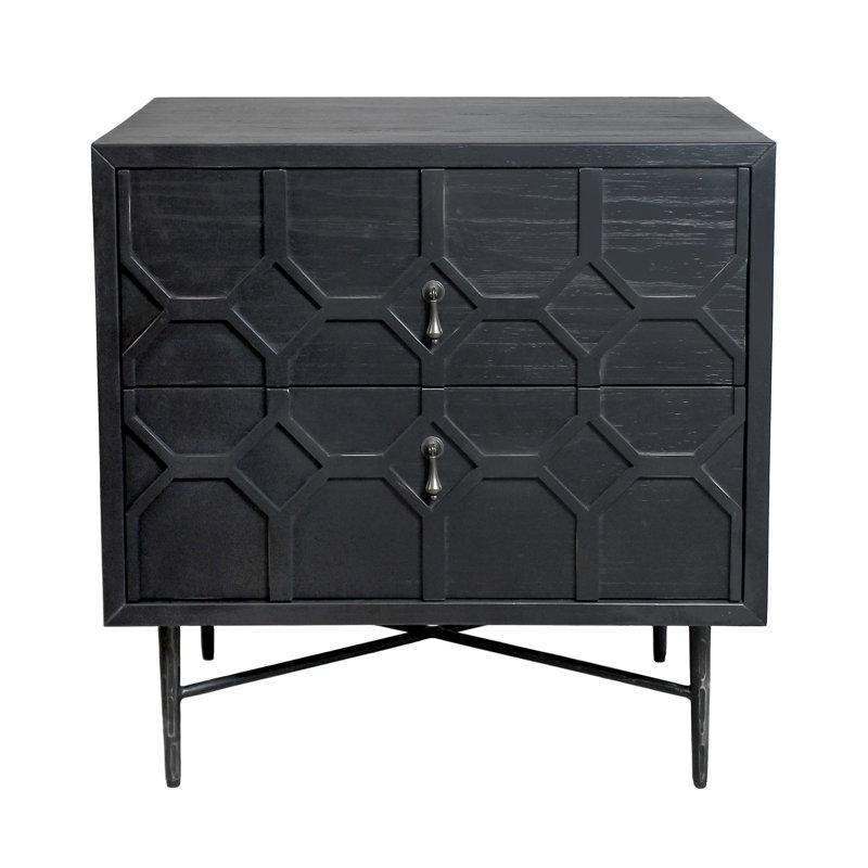 Samara 2-drawer Small Nightstand - Black, Black