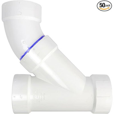 1-1/2 in. PVC DWV Combination Wye & 1/8 Bend 45° Elbow Hub, White PVC Drain, Waste & Vent Fitting, (50 Pack)