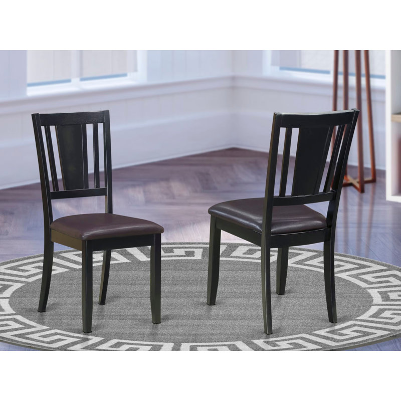 Dudley Dining Chairs - Faux Leather Upholstered Wood Chairs, Set of 2, Black, Black, Faux Leather