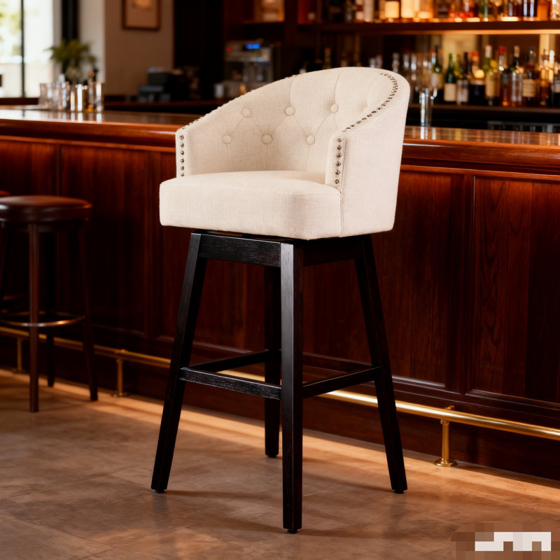 Tabouret de bar pivotant à 360 degrés, ensemble de 2, Beige