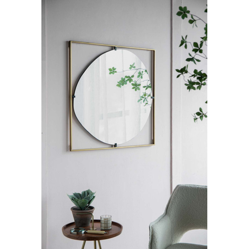 Miroir coquelicot contemporain à cadre doré pour la décoration intérieure, rehaussant l'espace et le style.