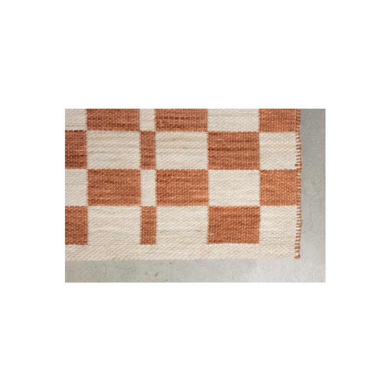 Rug Checkered Area Rug in Beige