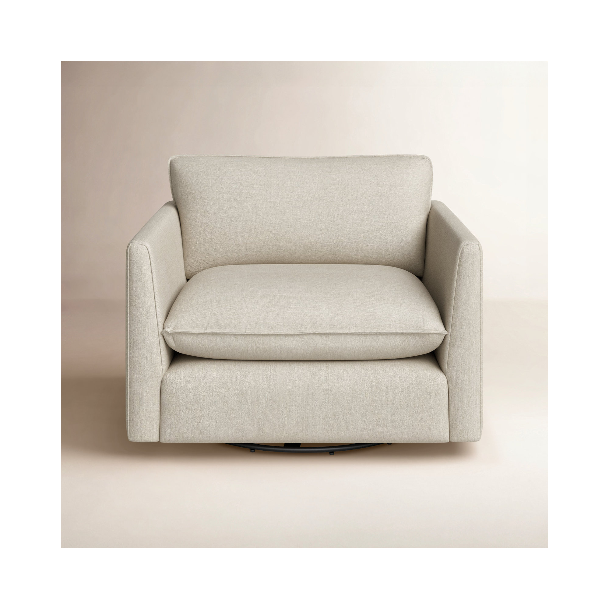 Roselare 45" W Oversized Swivel Armchair, Effie Linen Performance Linen