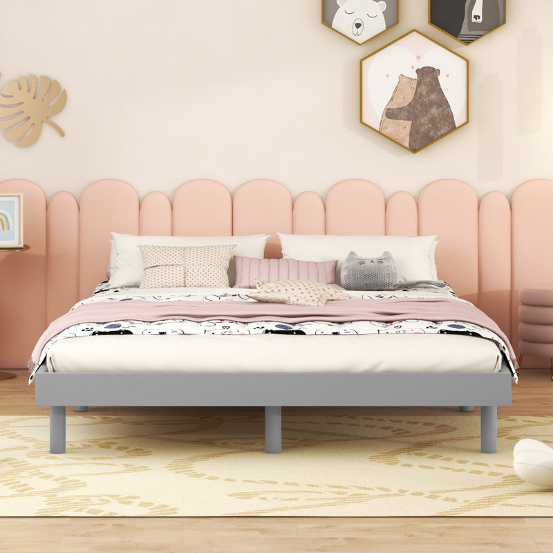 Design  Floating Platm Bed Frame, Gray, Full