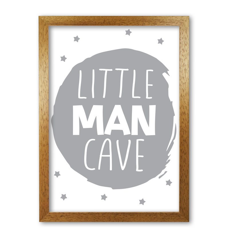 Little Man Cave Circle - Print, 42 cm H x 30 cm W x 5 cm D, Honey Oak Frame