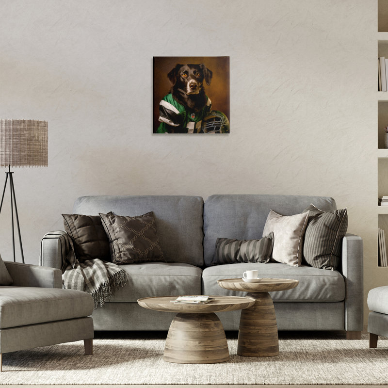 «Football Star Dog», art mural par Sean Parnell, H 17 po x l 17 po