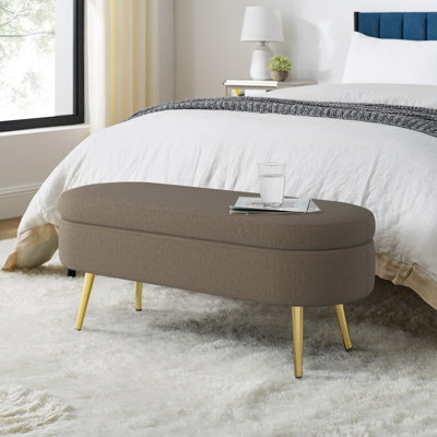 Oval Storage Bench with Metal Legs