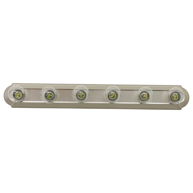Barre d'éclairage de salle de bain 6 lumières, Nickel satiné