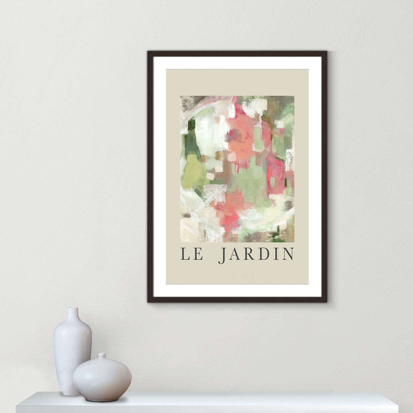 Riya "Le Jardin" Print by Carol Robinson, Walnut Single Picture Frame, Yes, 35.5" H x 25.5" W x 1.25" D