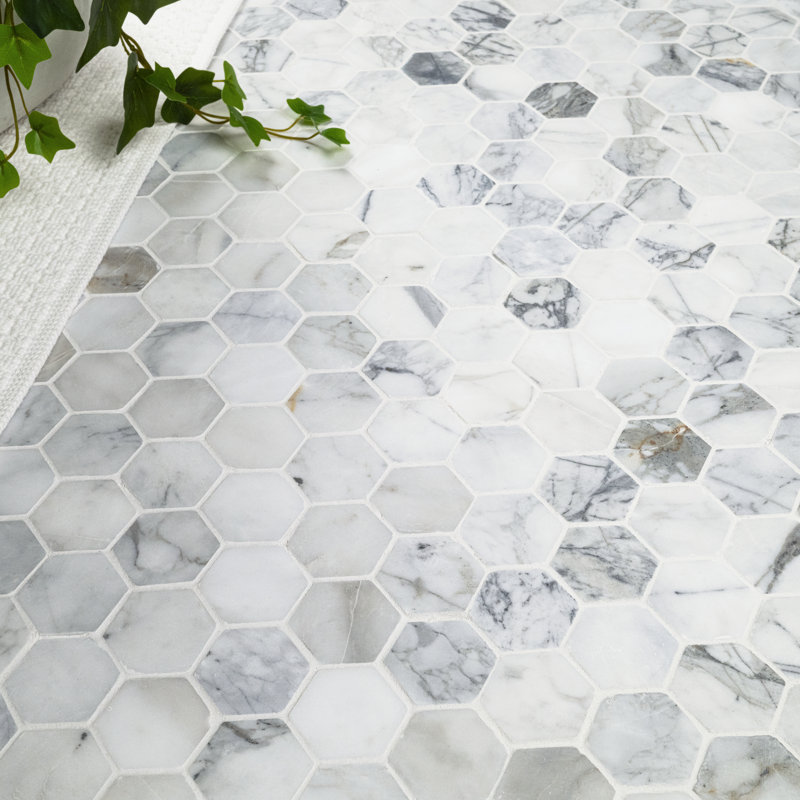 Venatino Elysia Hexagon 12 in. x 12 in. Honed Marble Mosaic Floor and Wall Tile