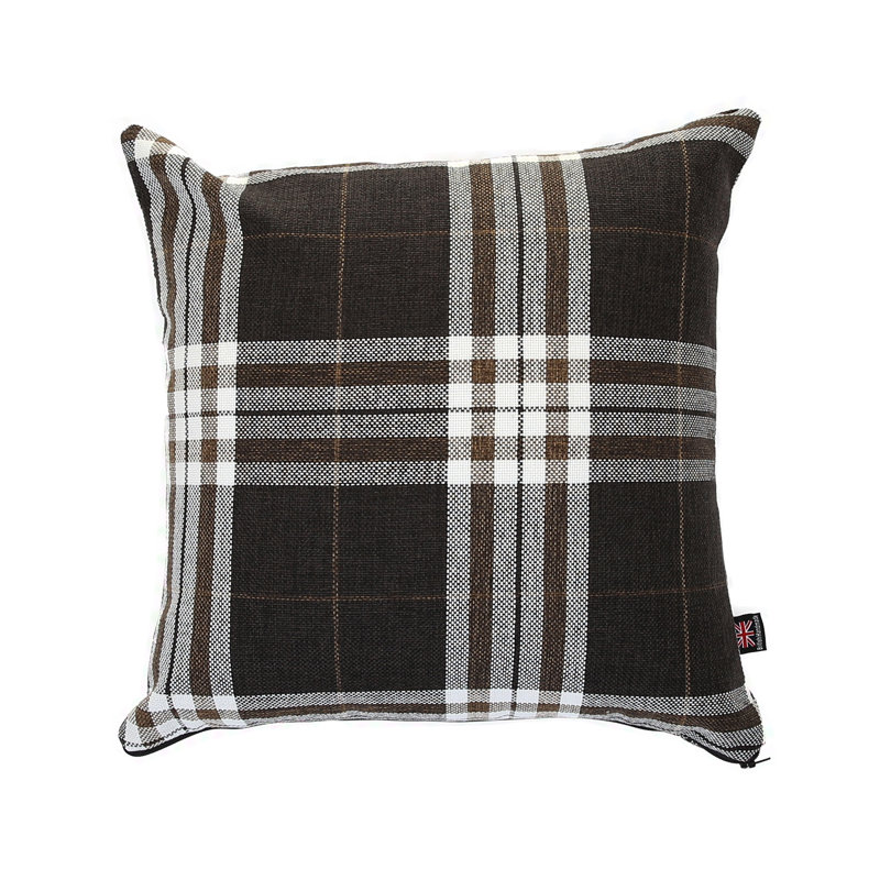Chagnon Plaid Square Throw Cushion, Black, 55cm x 55cm