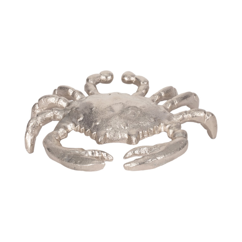 Aluminum Metal Crab Figurine Coastal Decorative Sculpture - Nautical Accent Decor in Trendy Ocean-Inspired Style.