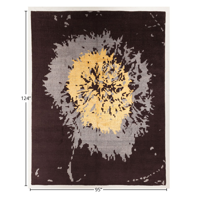 Handmade Cotton and Silk Abstract Area Rug