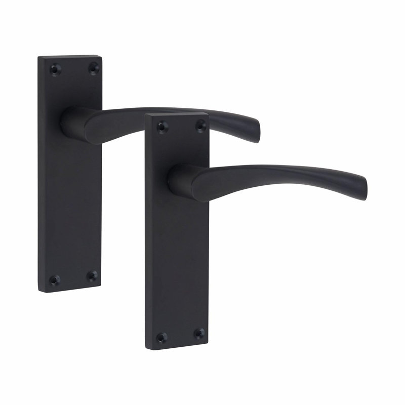  4 Pairs Victorian Scroll Astrid Door Handles Latch in Matt Black Finish - 150mm x 40mm Backplate
