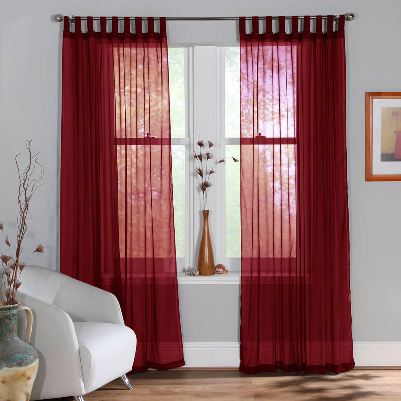 Mitthun Semi Sheer Pair, 149cm Width x 122cm Drop, Red