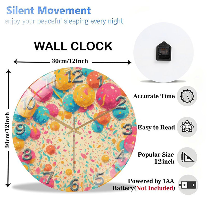 Horloge murale en verre 12 po