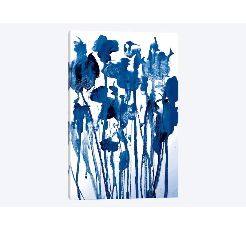 «Navy Flowers», reproduction sur toile, H 12 po x l 8 po x P 0,75 po, Toile tendue