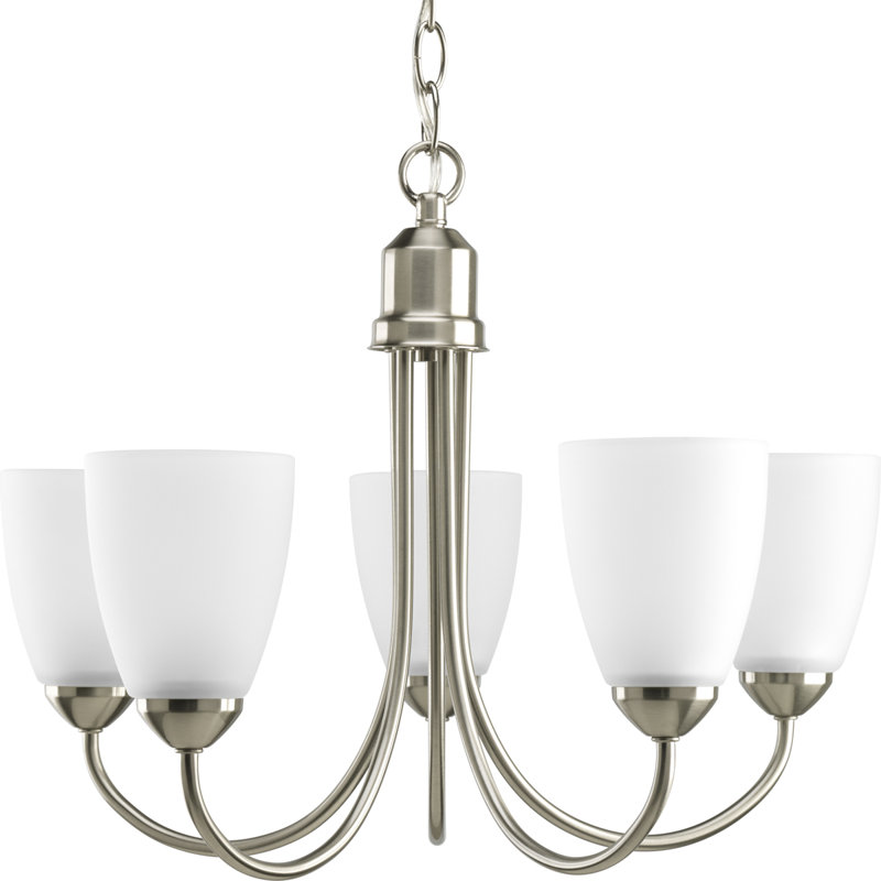 Carilynn 5-Light Brushed Nickel Traditional Chandelier, Brushed Nickel