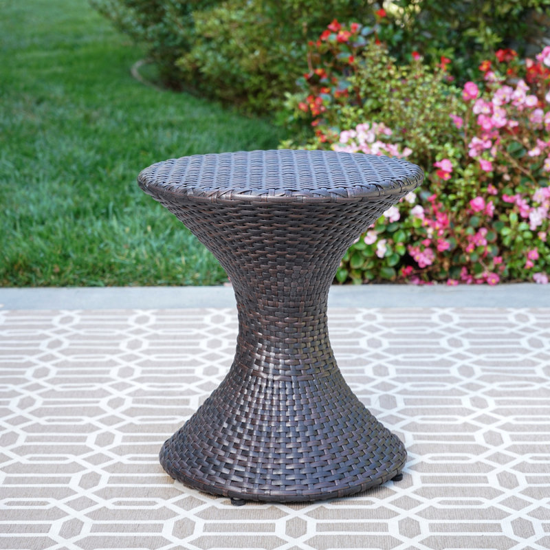 Outdoor 16-Inch Wicker Hourgla Side Table