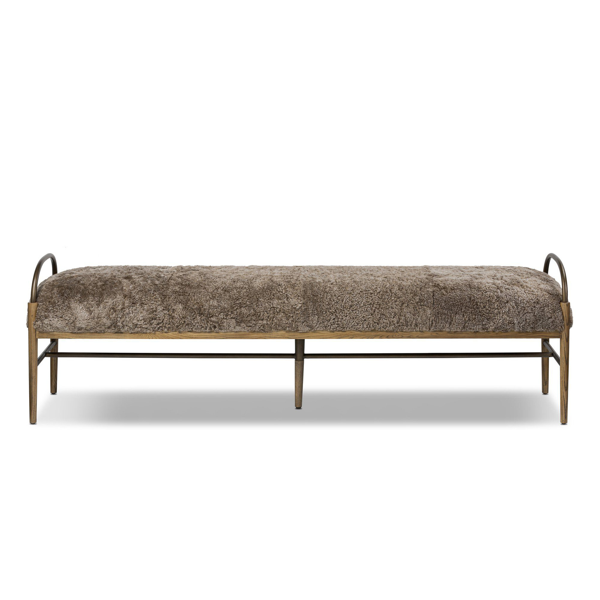 Demi Accent Bench, Taupe Shearling