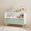 Bibliothèque pour enfants avec tiroirs en tissu pliables, présentoir à livres et rangement pour jouets, blanc/vert