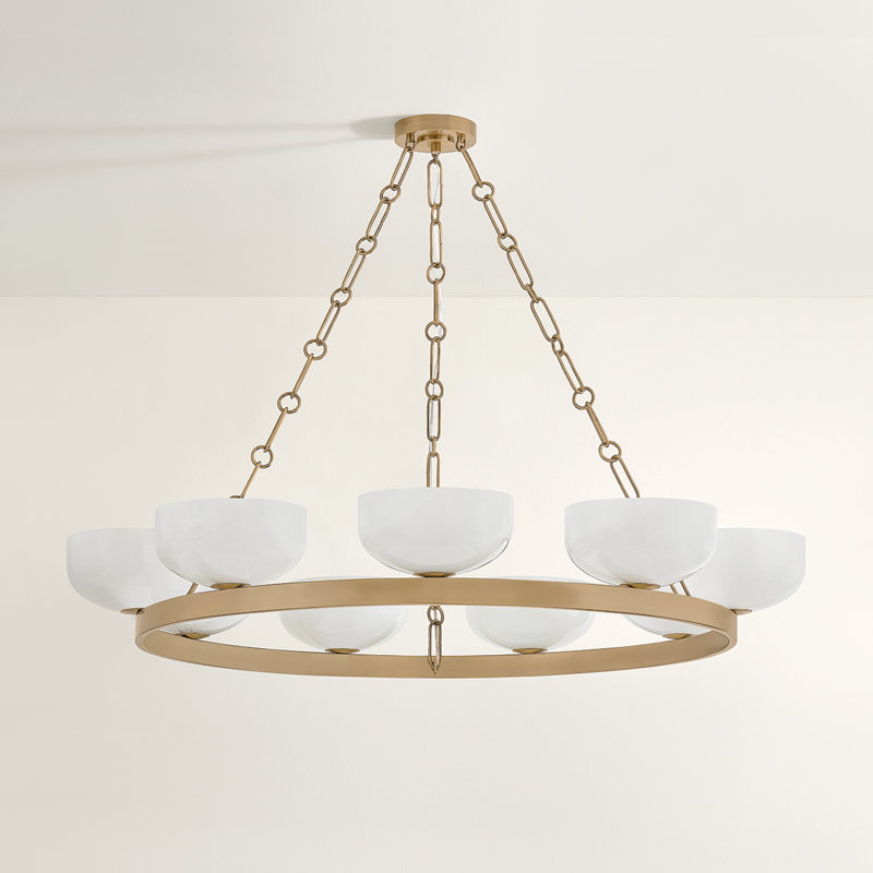 Lustre en laiton patiné Troy Lighting, H 6 po x l 44,5 po x P 44,5 po, 9 lumières