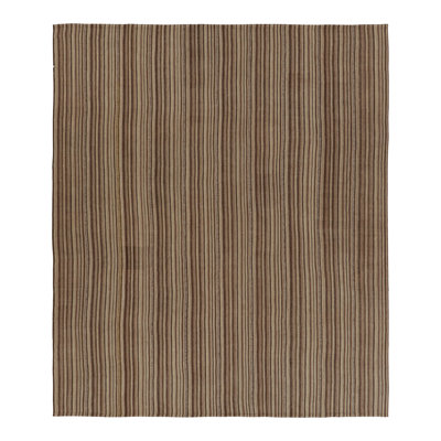 Vintage Bidjar  Kilim, Tribal Rug In Brown Stripes