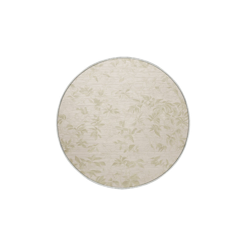 Tapis beige soyeux et moelleux, Rond 7 pi
