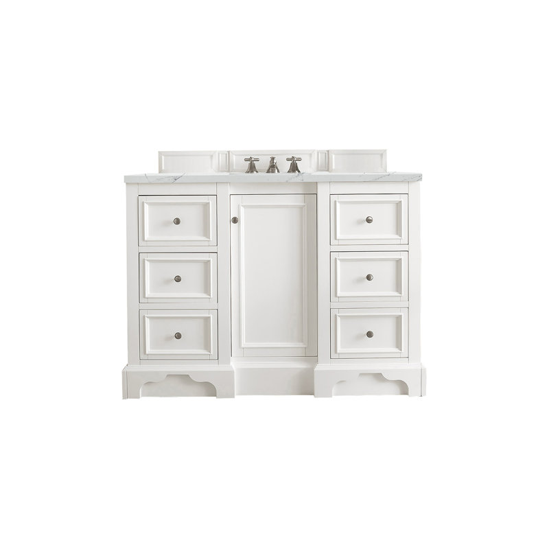 De Soto 48'' W Single Vanity, Ethereal Noctis Quartz, Bright White, 8" Widespread