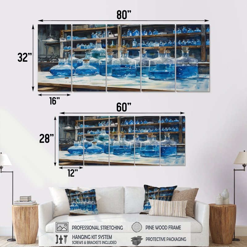 Ensemble d'art sur toile bleu-brun, H 28 po x l 60 po