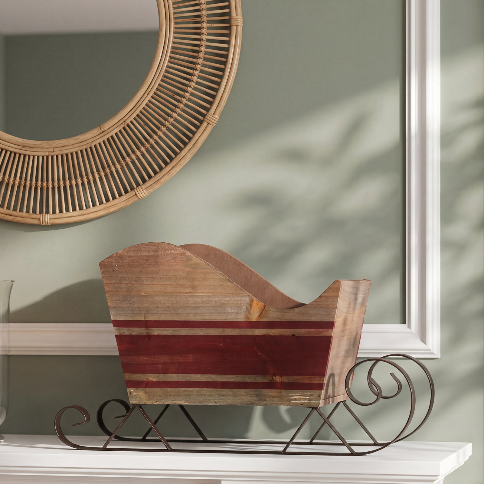 Wood and Metal Sleigh Holiday Accent