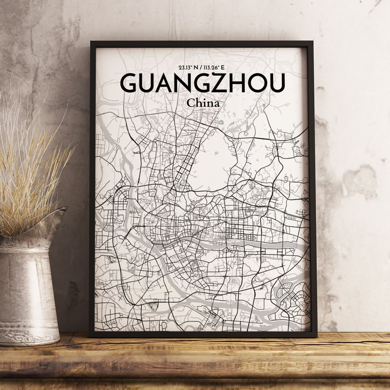 Guangzhou City Map - No Frame Print, 91.4cm H x 61cm W x 0.13cm D