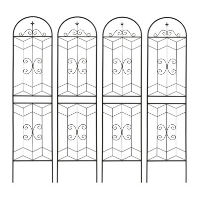 Ensemble de 4 treillis de jardin en métal antirouille de 19,7 po pour plantes grimpantes support de fleurs extérieur noir