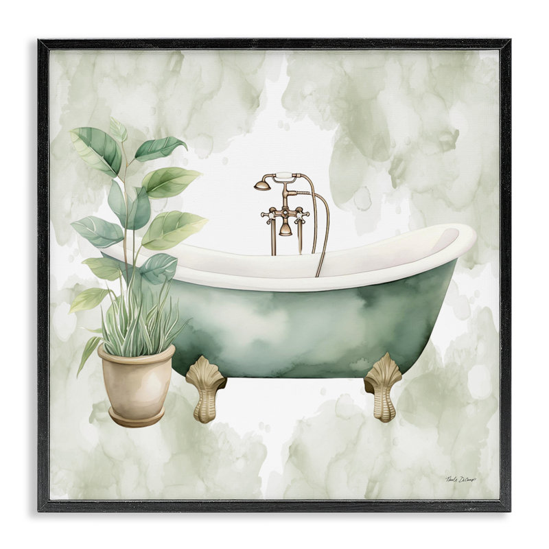 Oasis de bain avec giclée encadrée de plantes, design par Nicole DeCamp, Giclée encadrée noir minuit, H 12 po x l 12 po