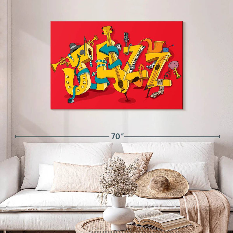 Caricature de Abarca, typographie jazz, H 30 po x l 45 po